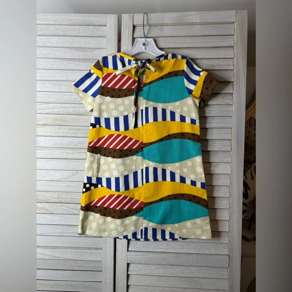 Glitter & Wit Girls Shift Dress Size 4 Colorblock Stripes Polka Dot Boutique